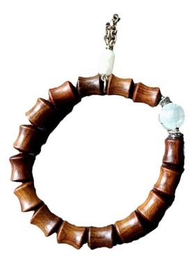 双面翡翠花朵黑花梨木手串