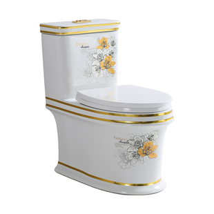 特价热销家用彩色彩金五孔超漩虹吸马桶防堵塞抽水坐便器静音座厕