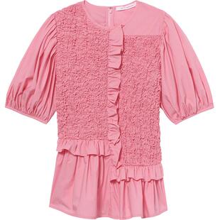 IT CECILIE BAHNSEN女装泡泡袖上衣摩登气质褶皱修身荷叶边饰068X