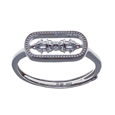 足银999金刚杵貔貅戒指女