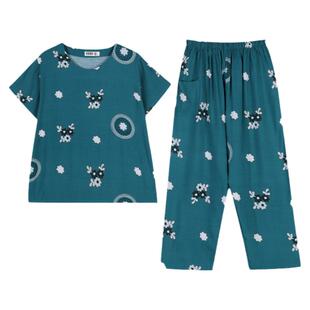 妈妈棉绸睡衣女中老年人造棉夏季绵绸短袖套装大码两件套家居服薄