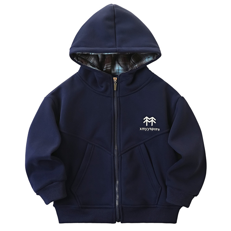 男童加绒外套秋冬2025新款儿童连帽奥粒绒上衣中大童保暖休闲衣服