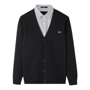 HLA/海澜之家长袖针织衫25秋冬宽松假两件柔软保暖加绒加厚毛衣男