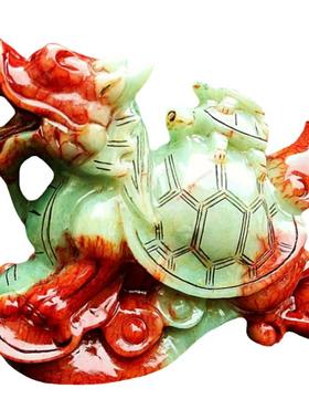 大号玉龙龟摆件玉石岫玉龙头龟文昌塔玄武母子一对招财镇宅卫生间