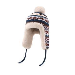 2025新款费尔岛帽子大头围针织毛线帽保暖加厚防风护耳雷锋帽大码