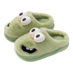 大眼狗棉拖鞋女士秋冬季2025新款外穿可爱室内居家居防滑拖鞋女YS