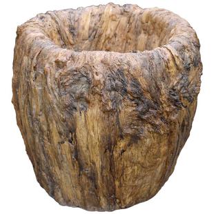 创意复古仿根雕花器荷花盆缸多肉植物花盆阳台造景摆件庭院装饰品