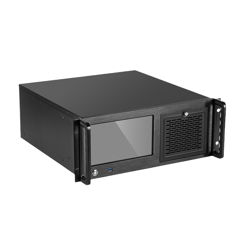 4U机箱8.9寸触摸显示屏铝面板工业电脑机架式一体化工作站服务器