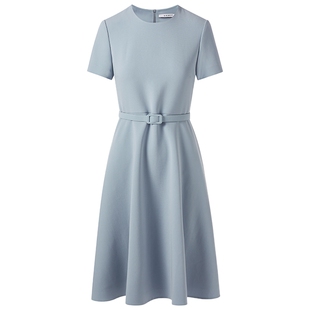 【醋酸】LANCY/朗姿夏季新款淡人收腰A字显瘦端庄大气连衣裙