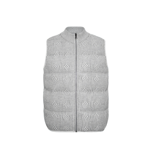 嫚渡|100%山羊绒25高定两面可穿马甲 法式立领拉链无袖白灰鹅绒服