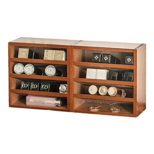 实木口红收纳盒复古立式桌面唇膏唇釉眼影小样架化妆品整理置物架