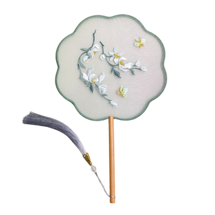 古风刺绣团扇汉服旗袍拍照道具女扇演出表演舞蹈扇新中式国风扇子