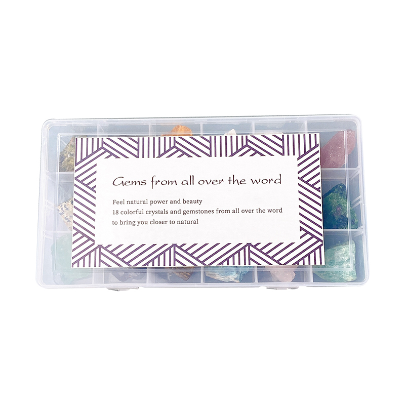 天然水晶原石矿石标本盒矿物石头晶石玛瑙宝石儿童科普标本教学