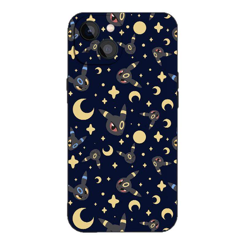 月亮伊布星月暗夜星空甜酷趣味可爱满铺小众手机壳适用iPhone17苹果16宠物卡通动漫迷磨砂硅胶磁吸防摔保护套
