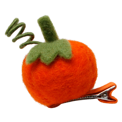 纯手工羊毛毡南瓜发夹可爱侧边夹