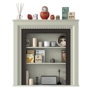 法式复古实木壁炉装饰柜奶油白现代客厅壁炉欧式边柜美式置物玄关