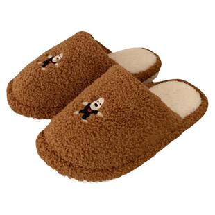 细细条 趣味可爱小狗棉拖鞋男女冬季ins情侣居家用保暖防滑毛毛鞋