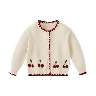 jellybaby女童开衫春季法式休闲宝宝甜美春装衣服5儿童毛衣针织衫