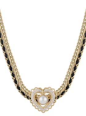 一撇一捺爱心项链编织颈饰复古风