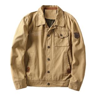 纯棉纱卡面料！外贸秋冬大码男士翻领多口袋工装休闲夹克外套潮