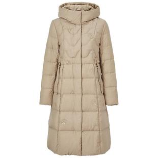 马天奴2025新款纯色绣花连帽长款羽绒服廓形时尚保暖百搭休闲女装