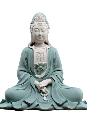 东方泥土静思陶瓷自在观音佛像