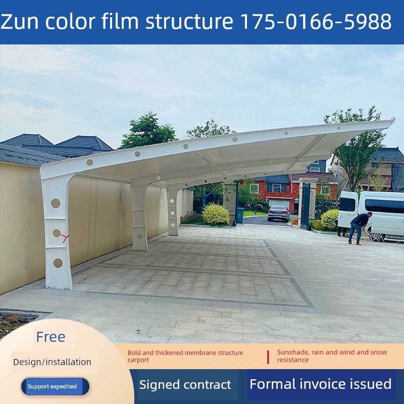 户外停车棚汽车遮阳篷膜结构汽车停车棚社区蓄电池汽车充电桩停车