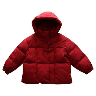 女童新年款中国风复古90绒连帽羽绒服外套 洋气新年装加厚羽绒衣