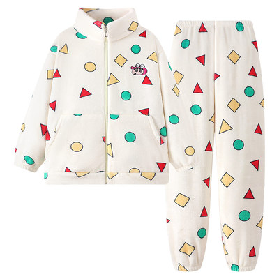 情侣秋冬款蜡笔小新法兰绒家居服