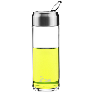 希诺玻璃杯单层带盖水杯创意便携带提环户外车载防漏杯子茶杯6037