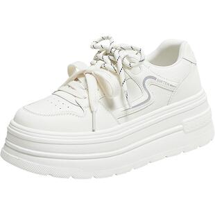 百思图2025秋季商场新款松糕厚底小白鞋板鞋女休闲运动鞋D3283CM5