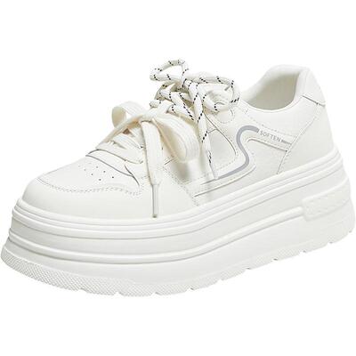 百思图秋季商场新款松糕厚底小白鞋板鞋女休闲运动鞋D3283CM5