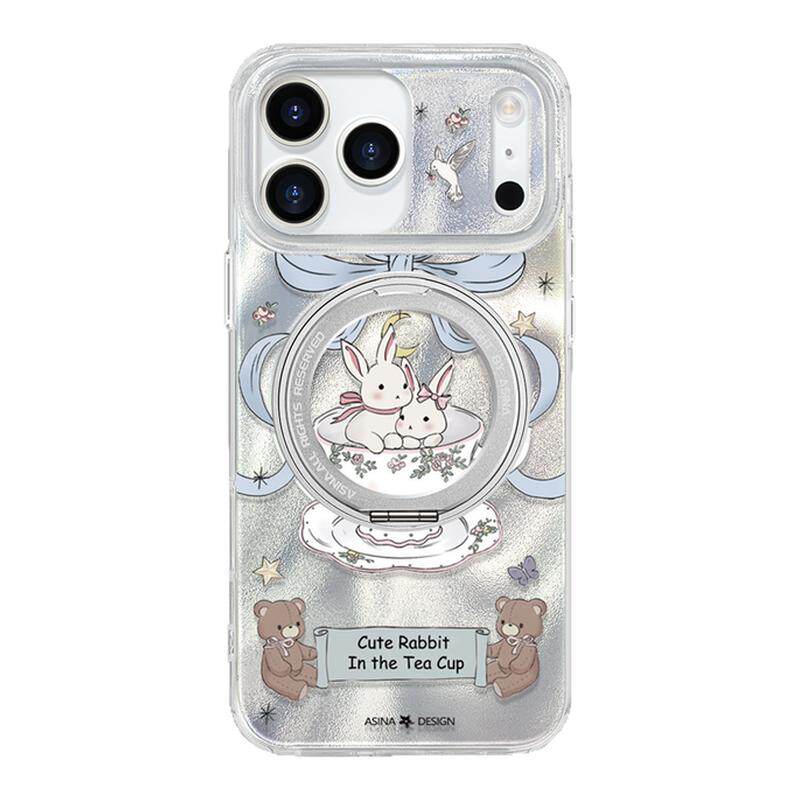 茶杯兔子适用苹果17Promax手机壳新款ip15磁吸带支架iPhone16Pro保护套可爱全包14网红好看Ho7支点高级感13pm