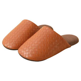 买一送一PU皮面棉拖鞋男女情侣居家室内防滑加绒保暖皮质拖鞋冬季