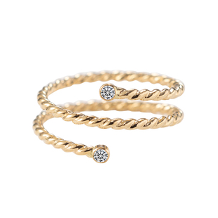 多层缠绕戒指 14K包金麻花莫桑石戒指 轻奢食指戒指女高级感