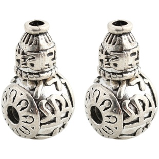 藏银配饰刻字三通佛头108手串配珠佛珠念珠配件散珠diy手链材料