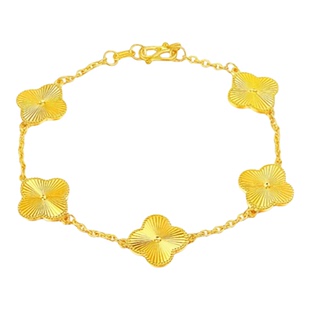 金店同款水贝黄金手环金包银镭射四叶草五花手链女幸运草情人礼物