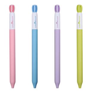 赞仕妞小花笔高颜值中性笔ins风速干初中生刷题笔可爱圆珠笔0.5mm黑笔旋转水笔考试扭扭笔4支组合装