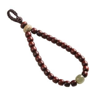 新款小叶紫檀汽车钥匙扣挂件男创意文玩手绳和田玉星月高档钥匙链