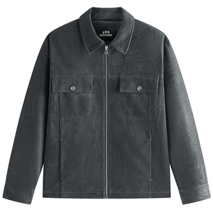 【商场同款】太平鸟男装 2026年春季新款仿麂皮绒夹克男B1BCG1202