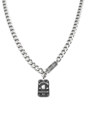 好运铭牌吊坠钛钢情侣项链