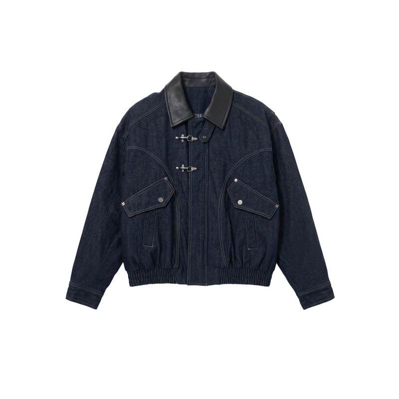 HLDS冬季日杂潮男风加厚牛仔水洗棉服夹克保暖翻领宽松牛仔外套