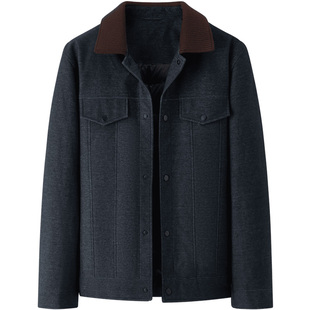 【巴恩风】庄吉男士翻领羽绒服针织夹克2025秋冬新款加厚保暖外套