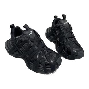 欧洲站绑带老爹鞋女ins潮2025秋新款做旧擦色厚底增高运动休闲鞋