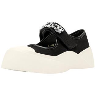 Thirty More玛丽珍鞋女2026夏季简约厚底松糕鞋欧美增高黑白单鞋