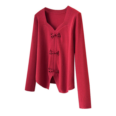 凤凰依屋特大码红色毛衣大码显瘦