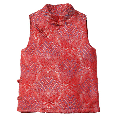 知了童装冬装加厚马甲新年装中式