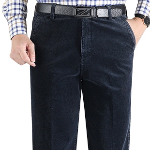 男士灯芯绒裤子秋季宽松直筒中年爸爸男款条绒裤春秋款全棉休闲裤