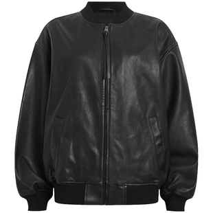 ALLSAINTS女士圆领皮衣Belle复古夹克外套秋季女装W008LB