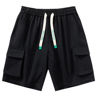 伟臣夏季新品大码男式休闲短裤胖子加肥加大工装口袋立体压花中裤